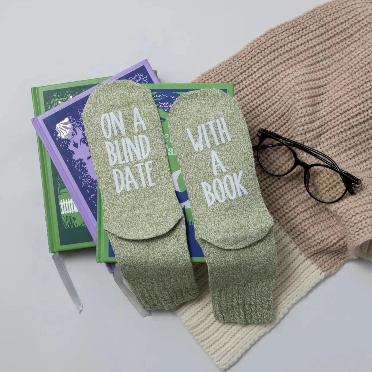 Women's Socks - "On a Blind Date With A Book"  Women's Book Socks