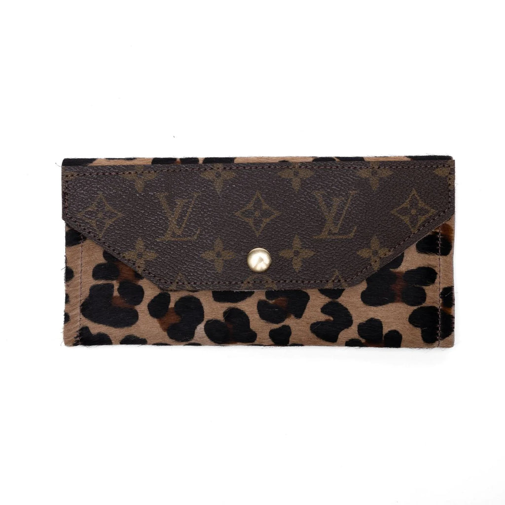 Flora Distressed Leopard Cowhide Upcycled LV Wallet with Snap Closure –  Branded Country Wear