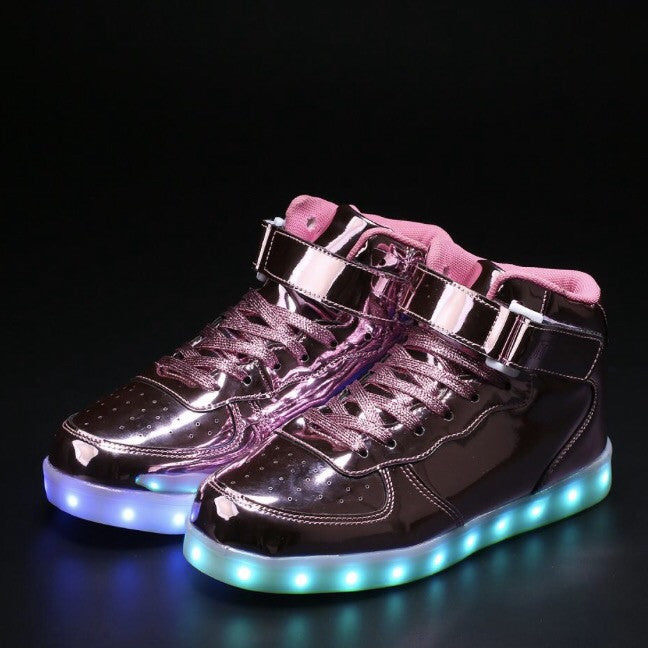 PINK CHROME LED Light Up Shoes (Hi-Tops 