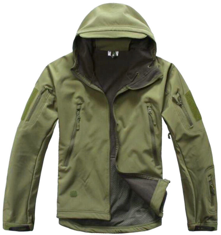Soft Shell Military Style Jacket With Velcro Arm Patches