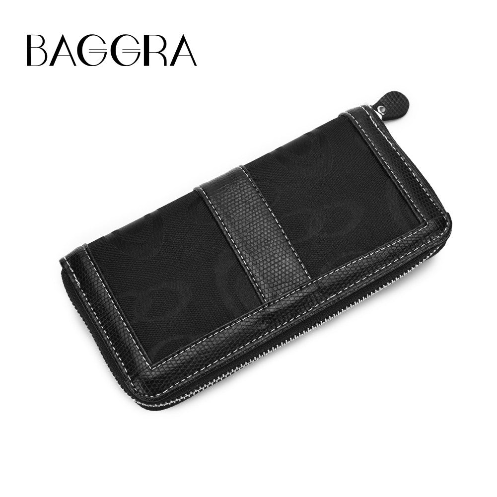 Women Long Zipper Purse PU Leather Printed Casual Wallet With Card Holder Clutch Bag Black Carteira 