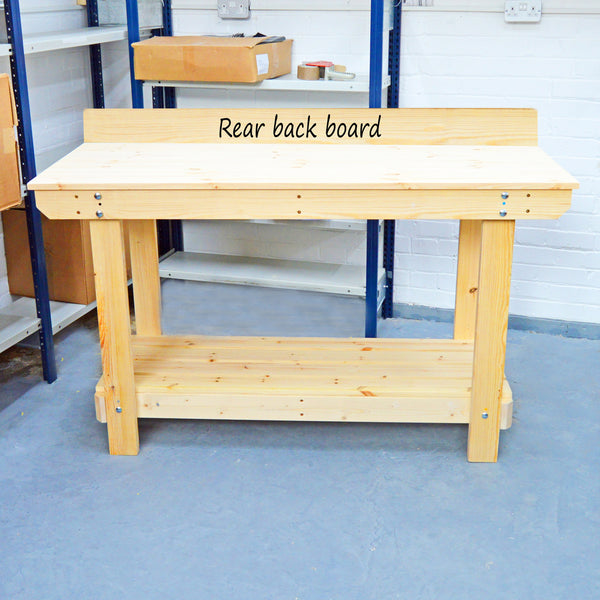 Accessories for your wooden workbench include a back board 