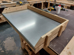 steel top for potting table