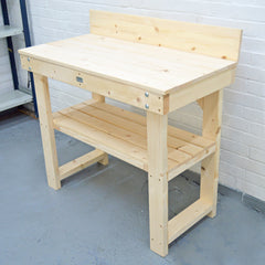 flat packed pine workbench