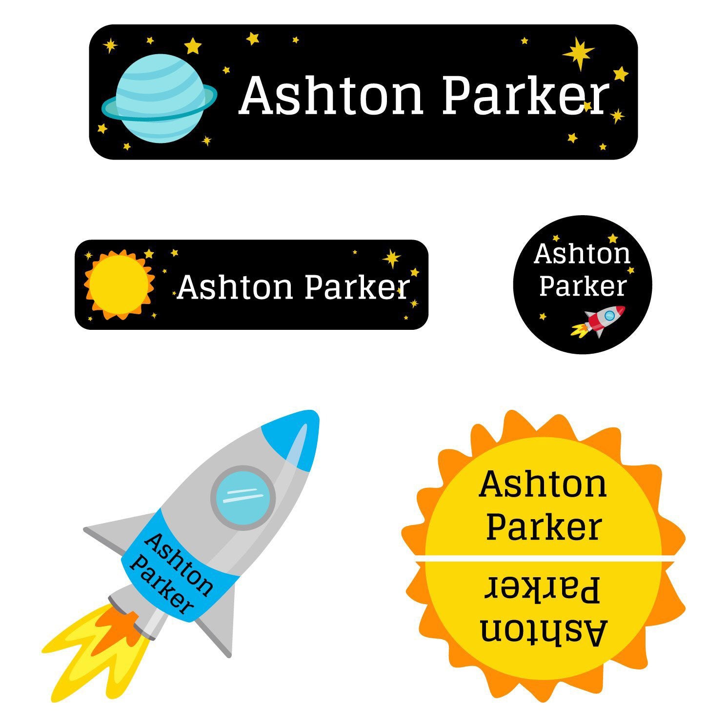 Outer space Kindergarten School Labels Packs.