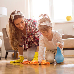 Kids helping with spring cleaning