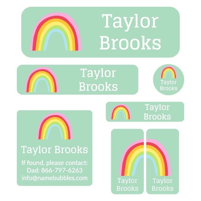 Name Bubbles Rainbow School Labels Pack