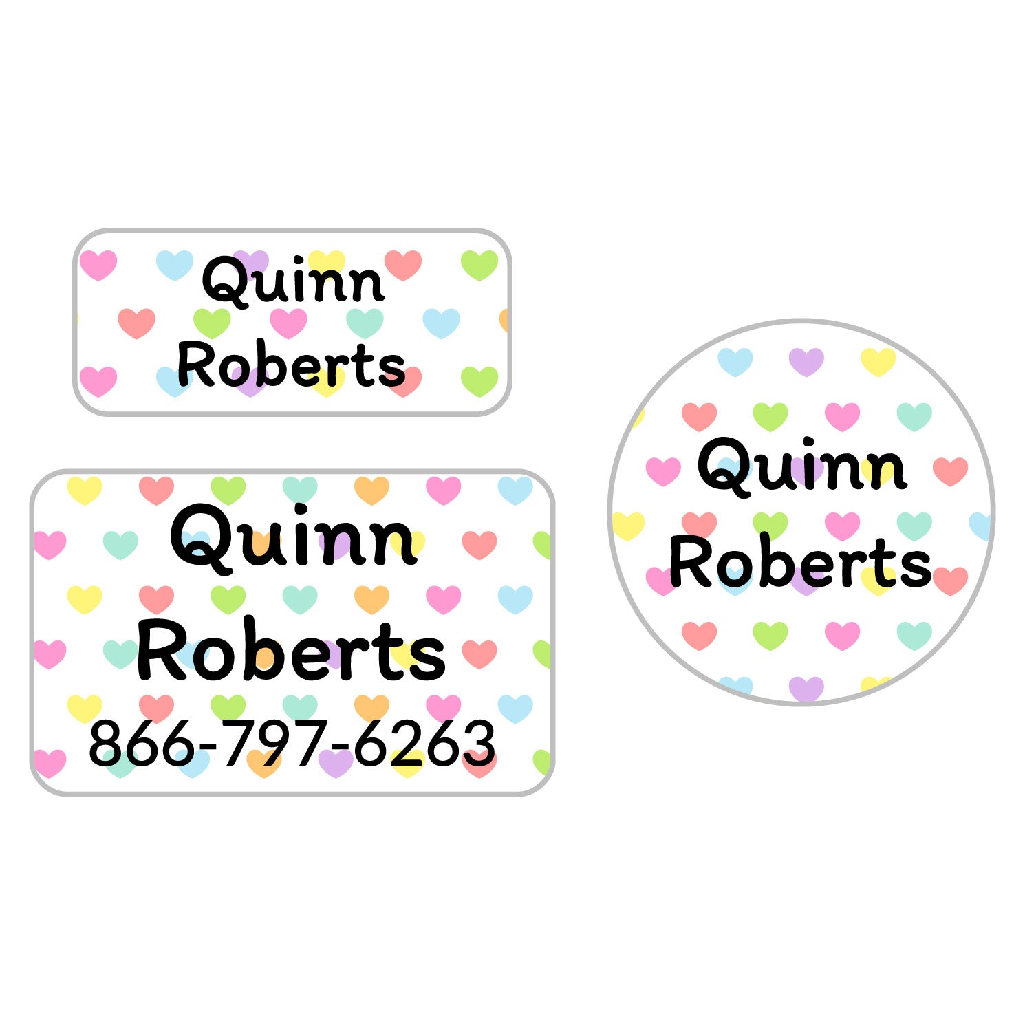 Hearts Clothing Labels Pack | Name Bubbles