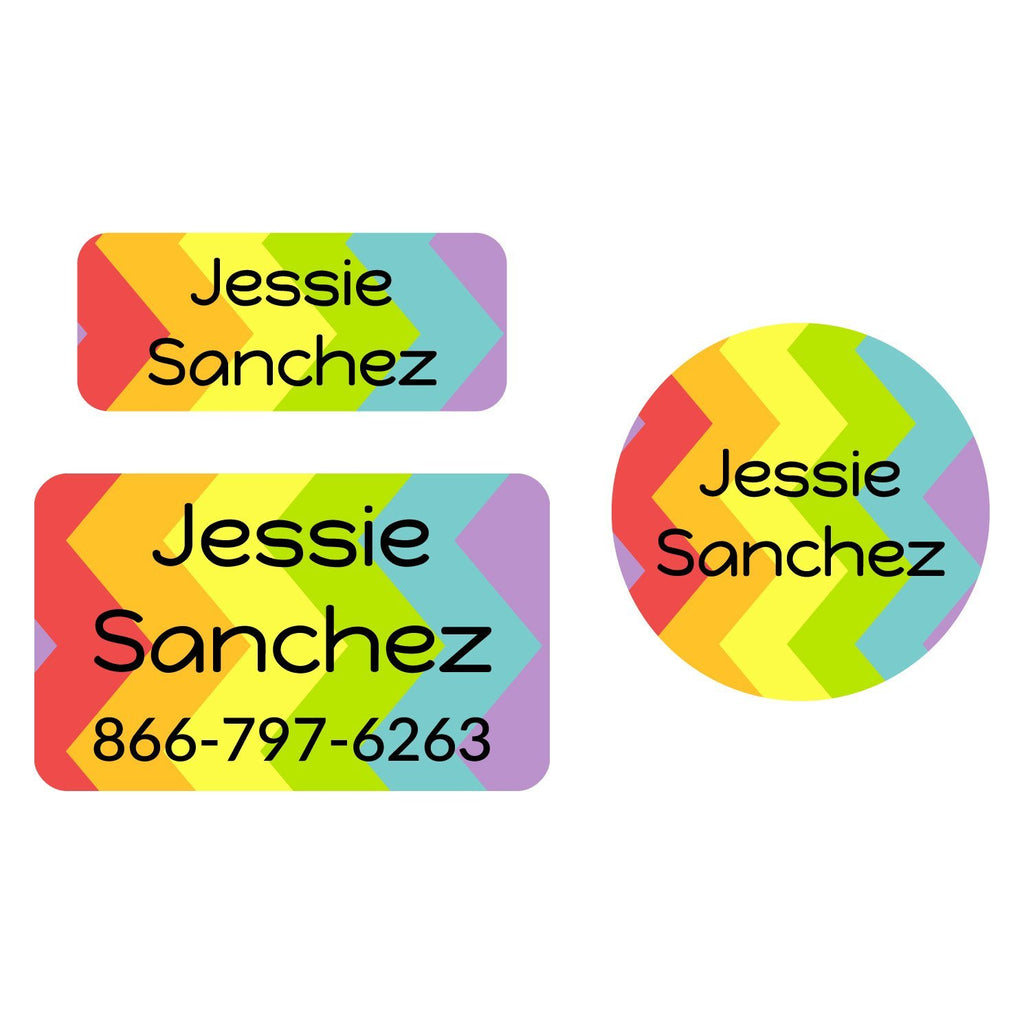 Rainbow Zig-Zag Clothing Labels Pack | Name Bubbles