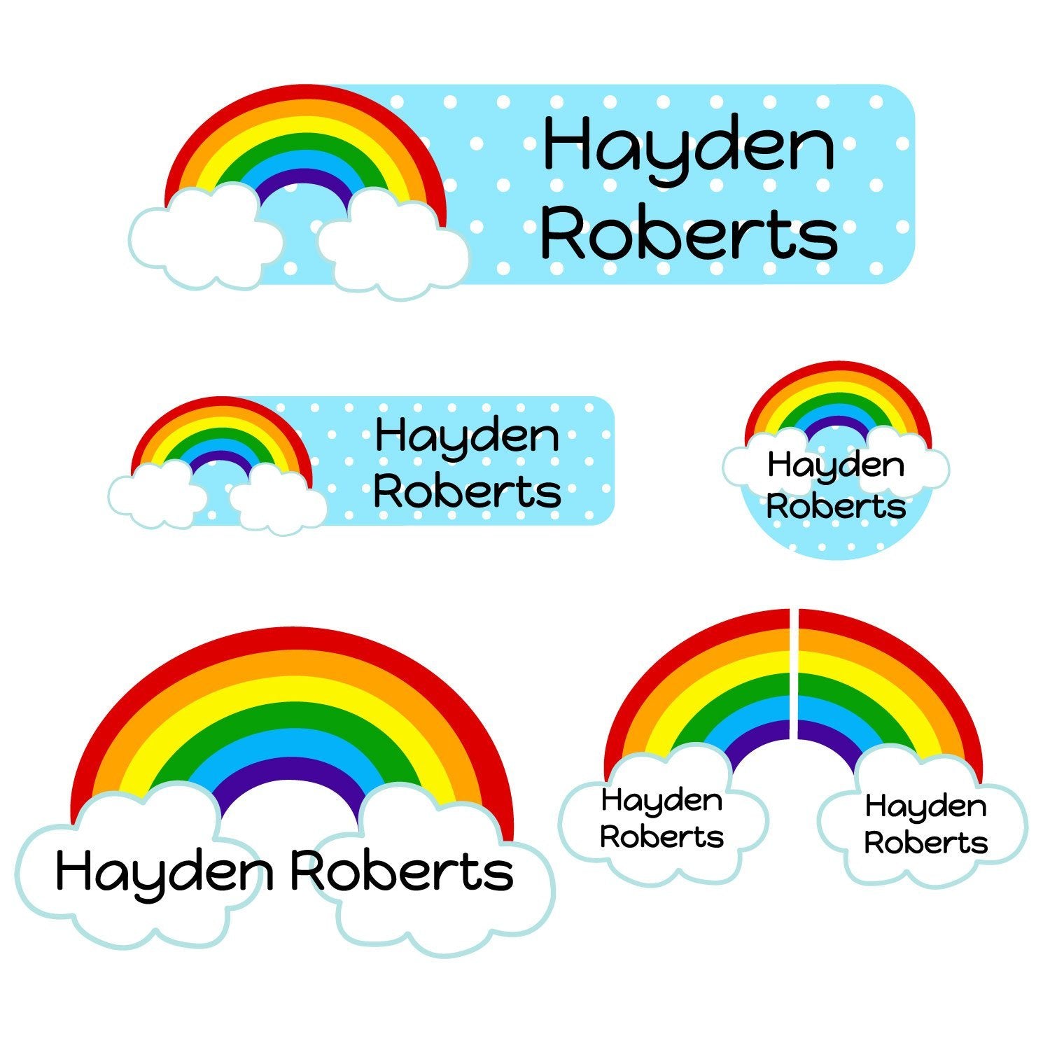 Rainbow Kindergarten Labels Pack Name Bubbles