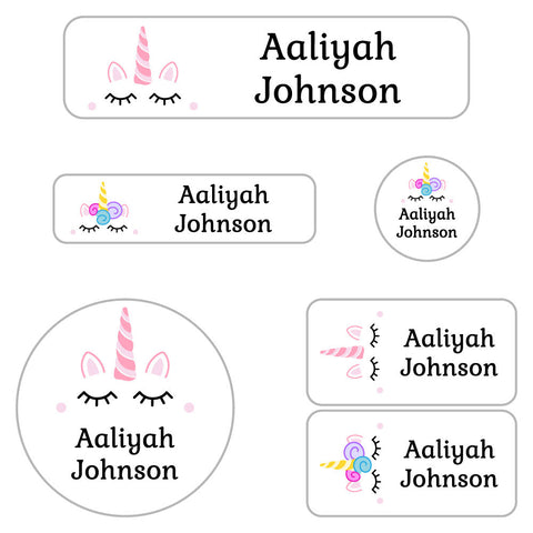 School Name Tags - Girl Name Labels, Hearts, Glitter, Black, Pink, Purple –  Modish Labels