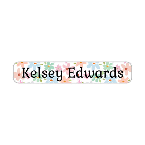 Iron on Name Labels for Clothing (50), Personalized and Waterproof Kids Name Tags (1.2” x 0.5”), Perfect for Daycare, School and Camp - White