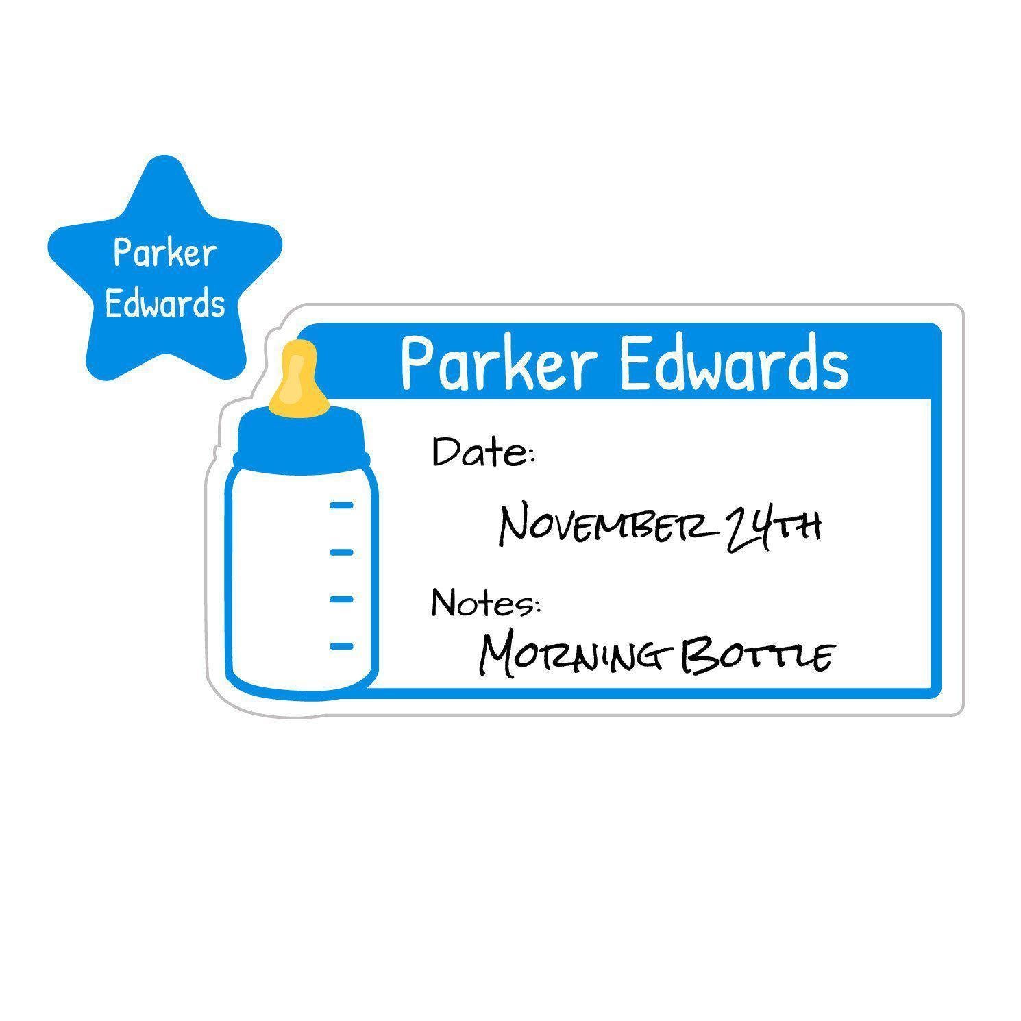 Baby Bottle Name Labels, Write-on, Slim Solid fits Como® Tomo and Other  Brands 