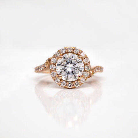 custom rose gold moissonite engagement ring