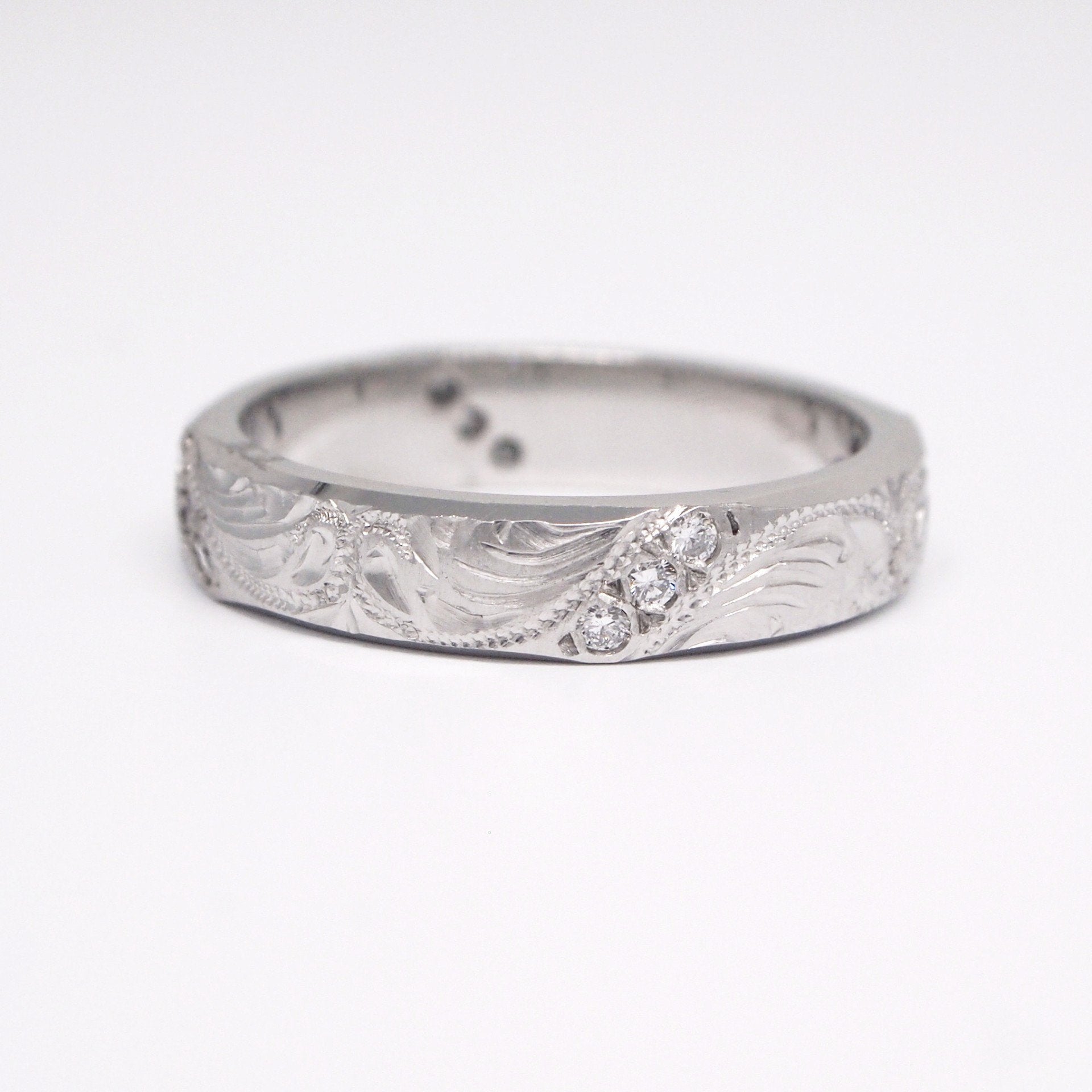 Platinum Hand Engraved Diamond Wedding Band | Judith Arnell - Judith ...