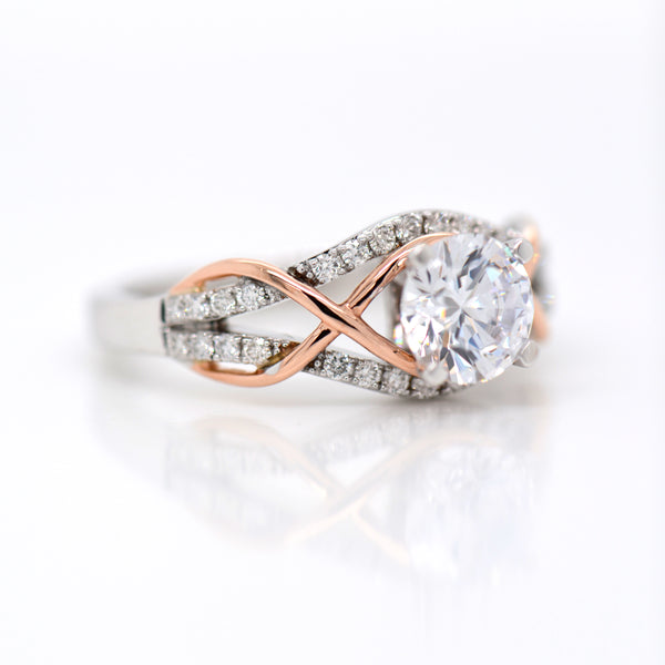 14K White And Rose Gold Diamond Engagement Ring - Judith Arnell Jewelers