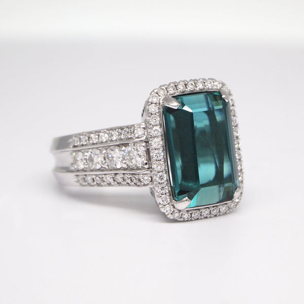 18K Gold Blue-Green Tourmaline & Diamond Ring | Judith Arnell - Judith ...
