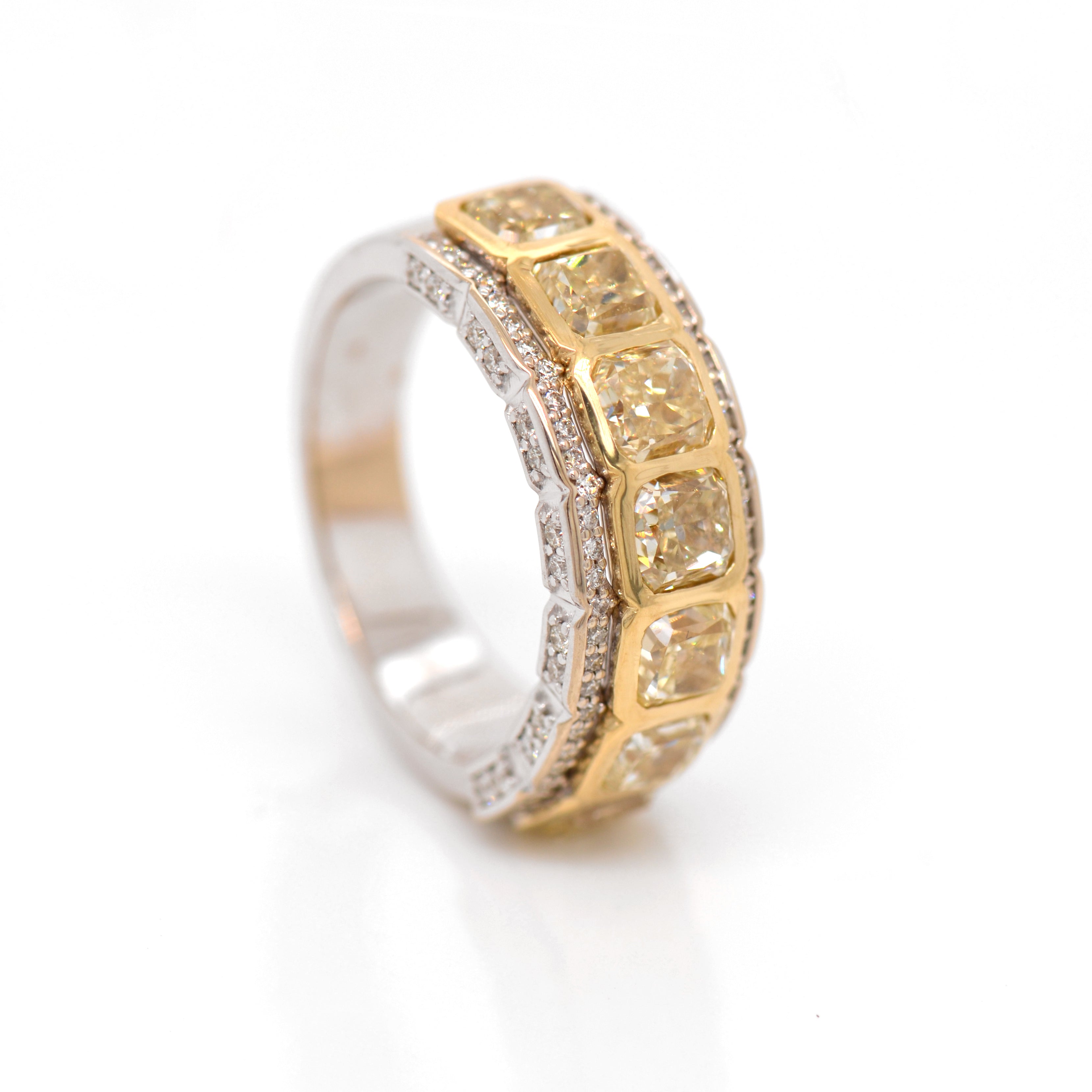 18K 7-Stone Radiant Yellow Diamond Ring