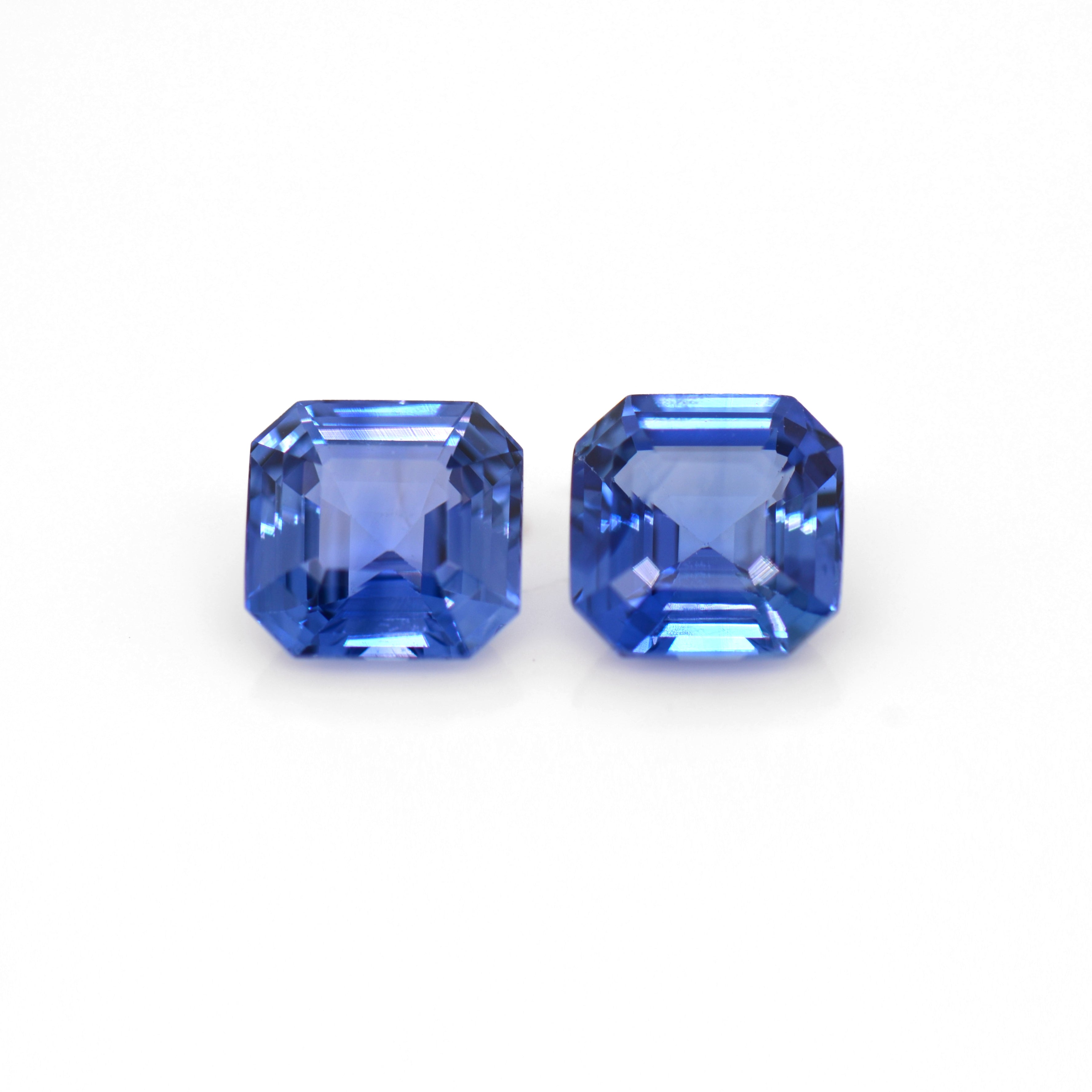 2.96 Carat Matching Asscher Blue Sapphires