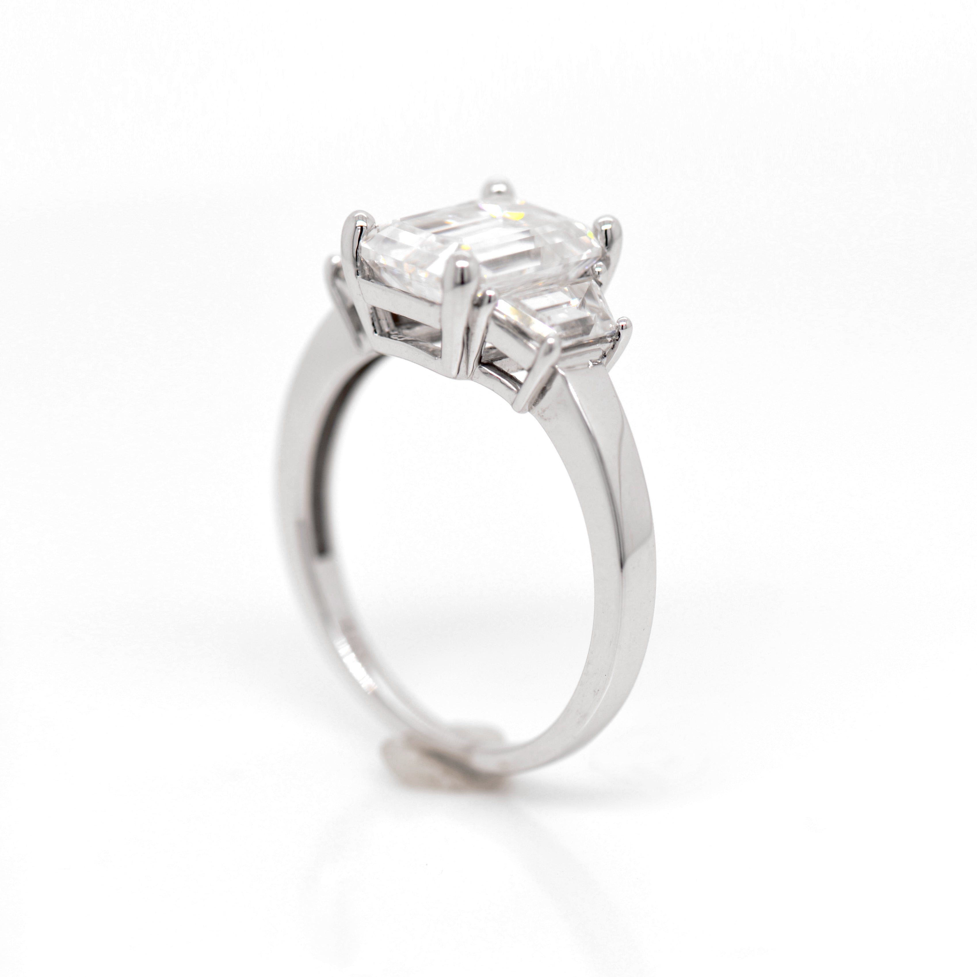 14K White Gold 3-Stone Moissanite Engagement Ring