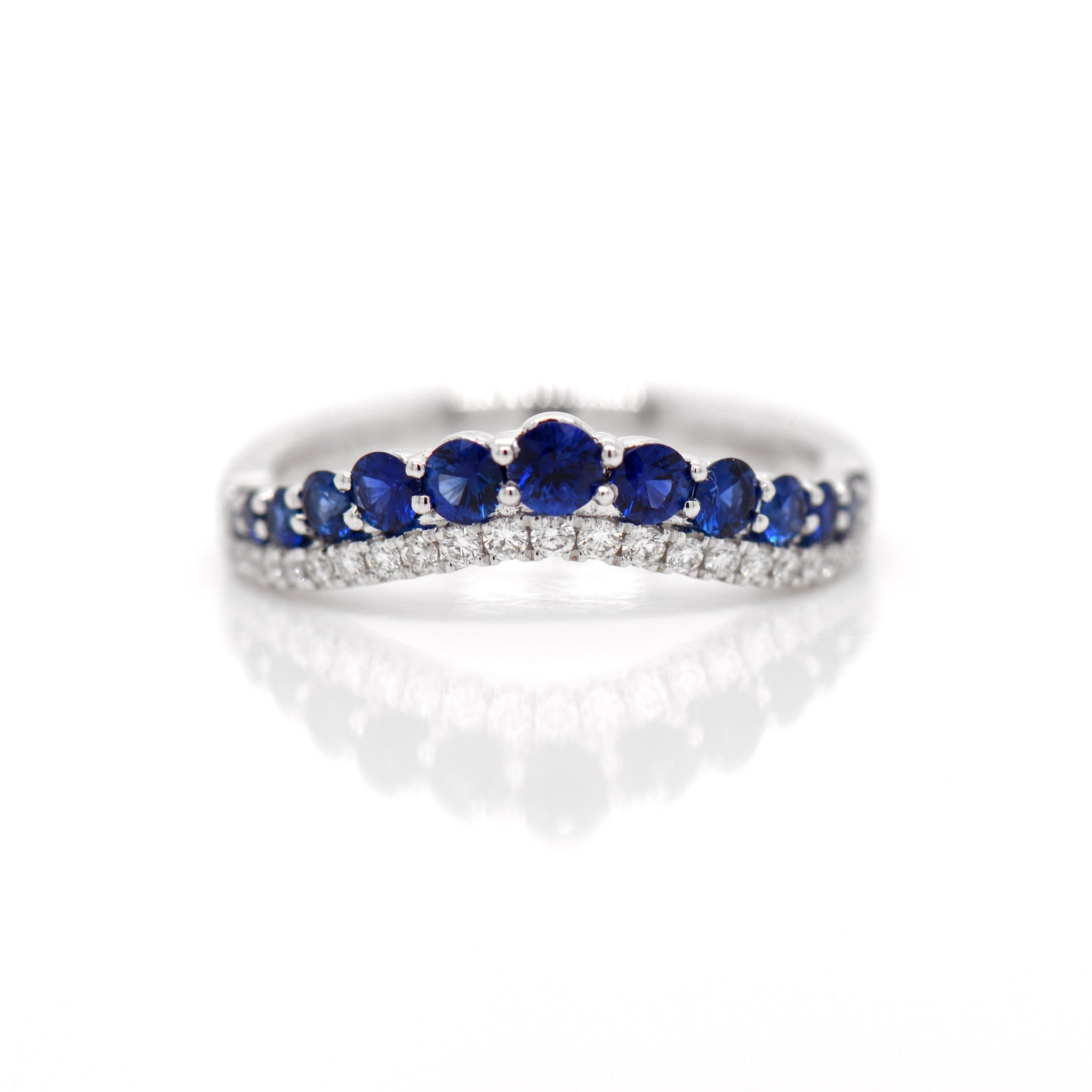 Platinum Diamond And Sapphire Tiara Wedding Band Judith