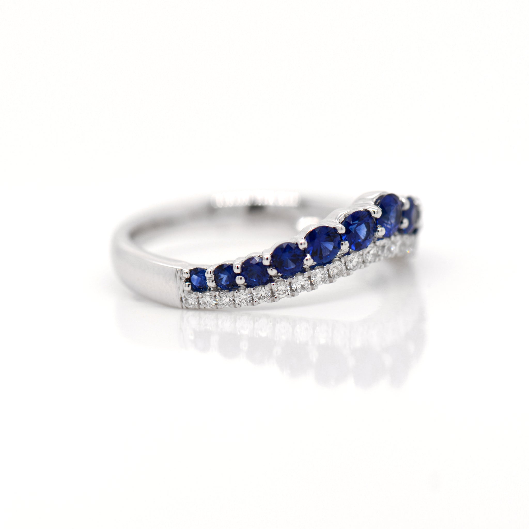 Platinum Diamond And Sapphire Tiara Wedding Band Judith