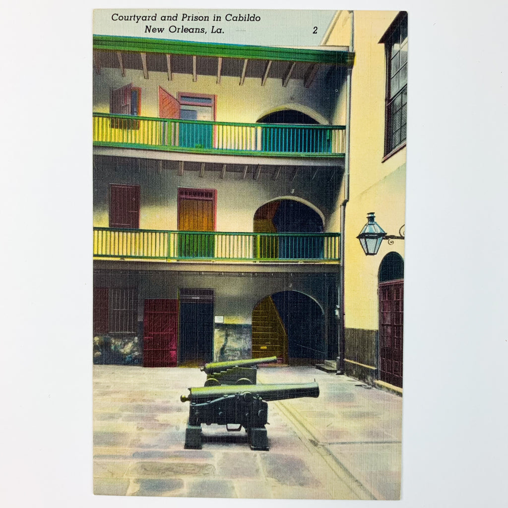 Courtyard and Prison Rooms in the Cabildo New Orleans Linen Postcard