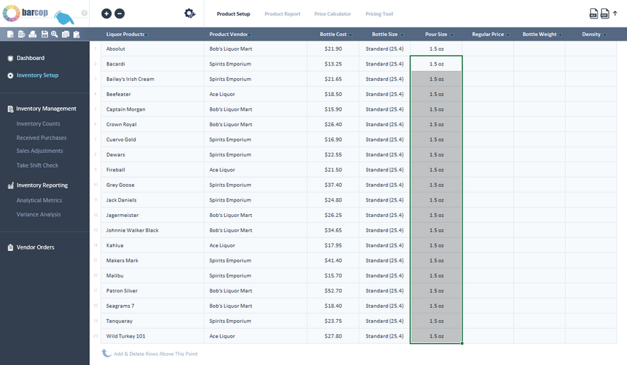 Bar Cop pasting inventory data