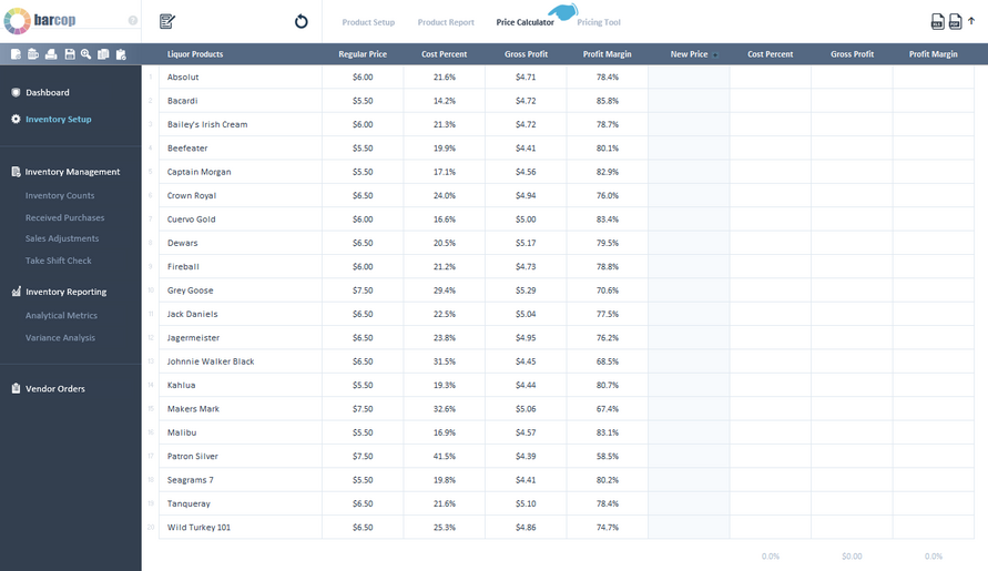 Bar Cop Price calculator