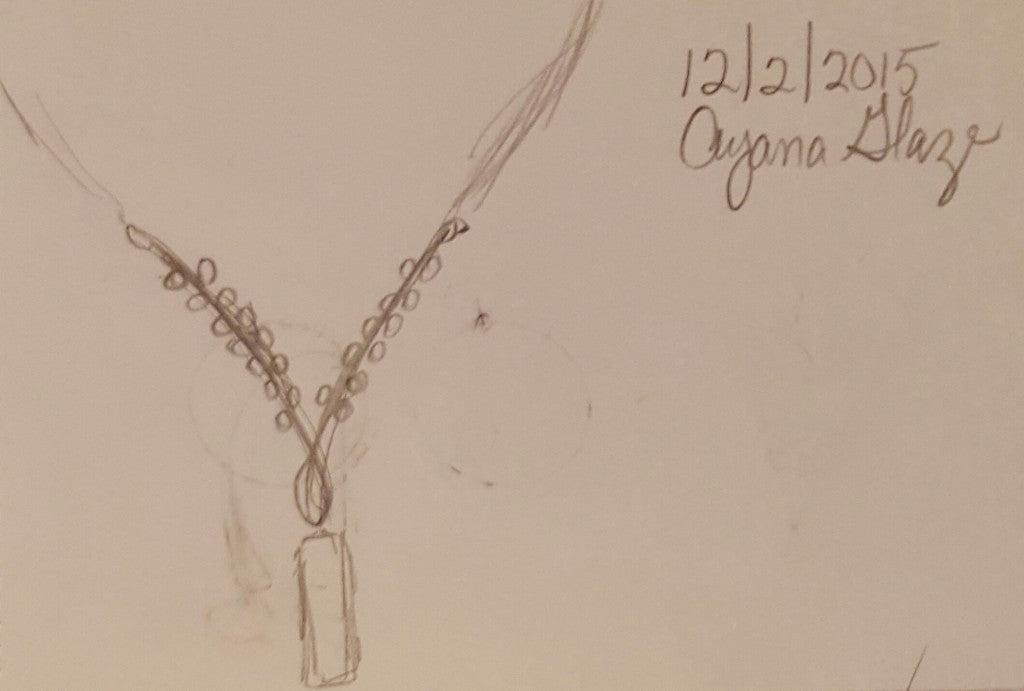 A recent sketch of a new necklace design by Ayana Glaze Jewelry Designer