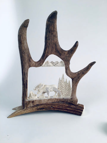 Personalized Moose Antler Name carving - Montana Antler Works