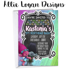 Trolls Custom Invitation via Allie Logan Designs