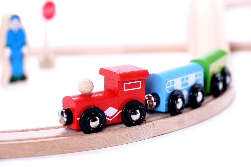 wooden magnetic train set