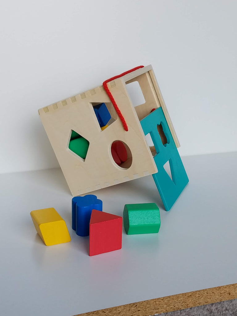 first learning wooden blocks with shape sorting lid