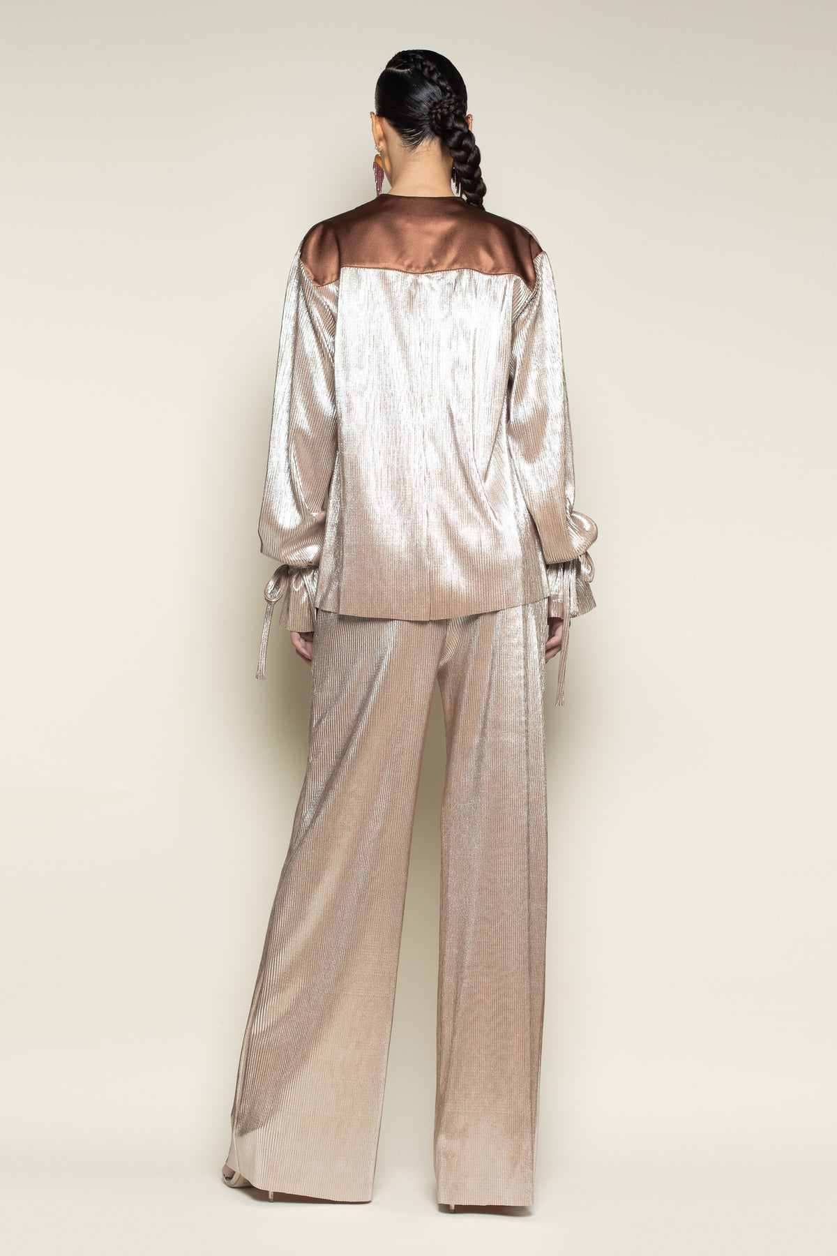 La Shams Loose Leg Casual Solid Gold Color Womens Flowy Rayon Palazzo Pants,Gold  color combination