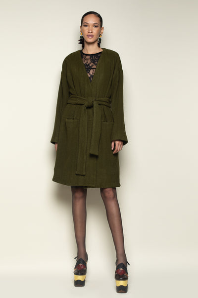 Laneus Cable Knit Robe Style Tie Up Cardigan, $520