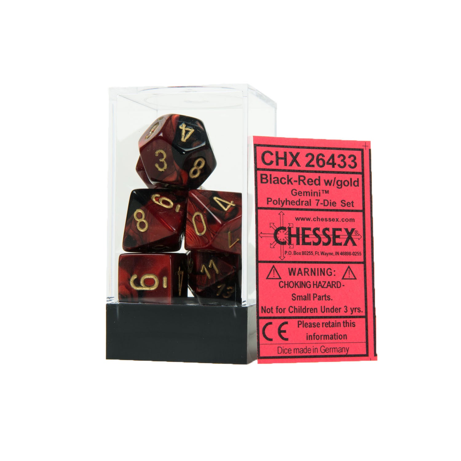 Chessex CHX26433 Black-Red w/gold Gemini™ Polyhedral Dice Set