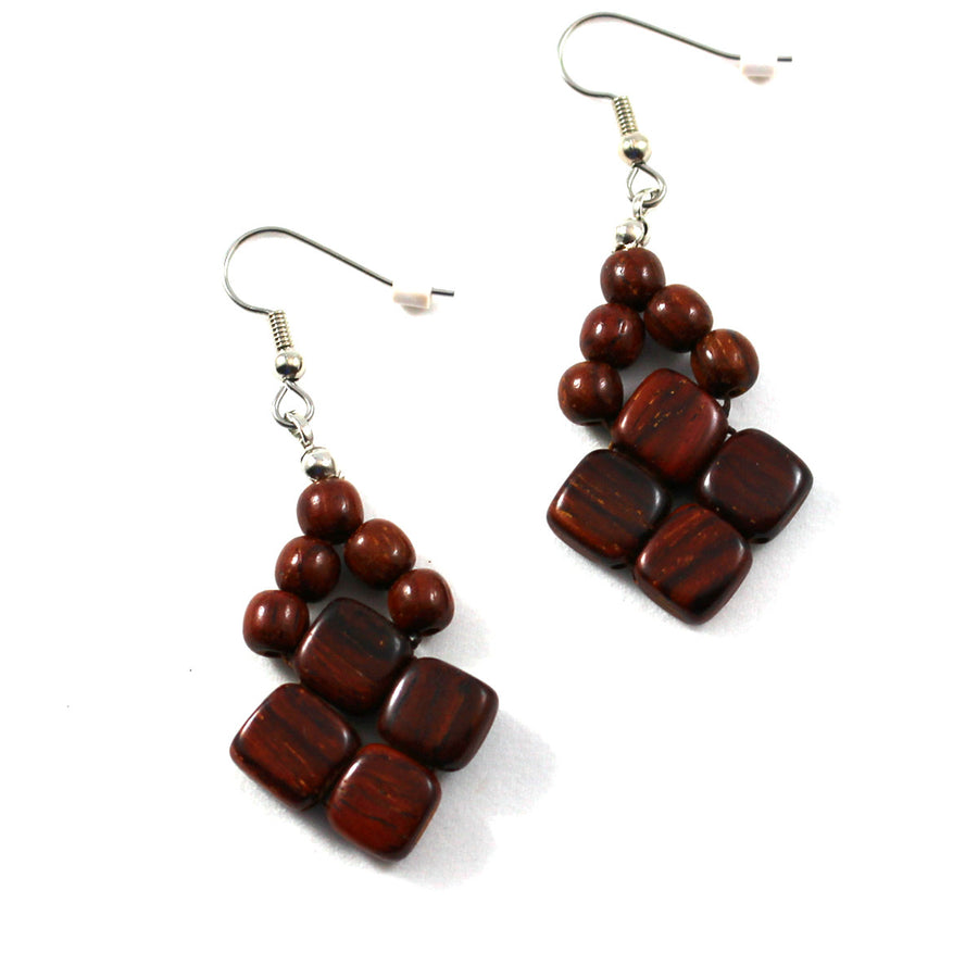Christina Earrings - Wood / Crystals - O/S / Panto Wood & Clear Crystal in  2023