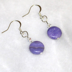 purple stone earrings with crystals