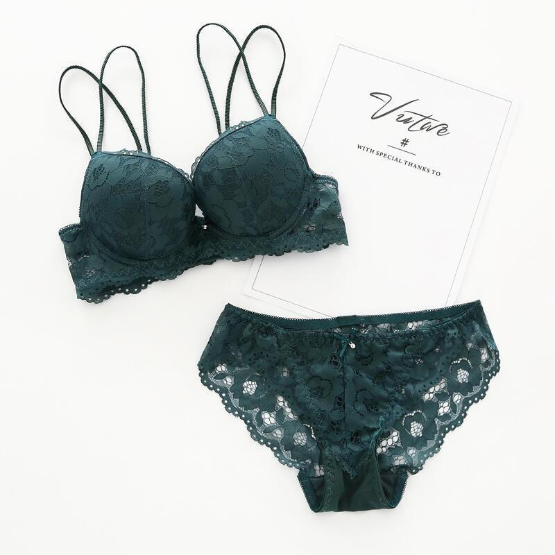 Eashery Green Lingerie For Women Women Lingerie Sets with Underwire Lace  Bra and Panty Set Push Up Two Piece Lingerie Black S