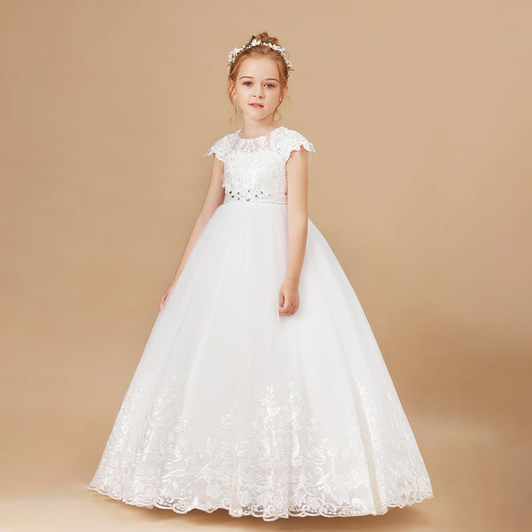 Girls Dress Sleeveless Baby Kids Clothes Children Kids Clothing Appliques Kids Girl Wedding Evening Gowns Party Dresses ZopiStyle