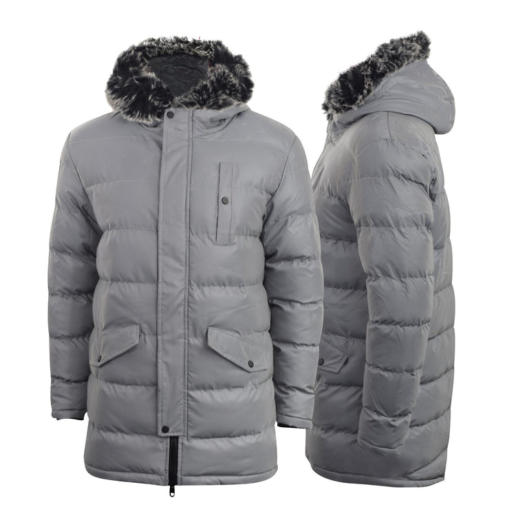 mens padded fur hood jacket