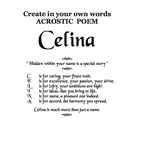 Create your own true meaning in acrostic poem