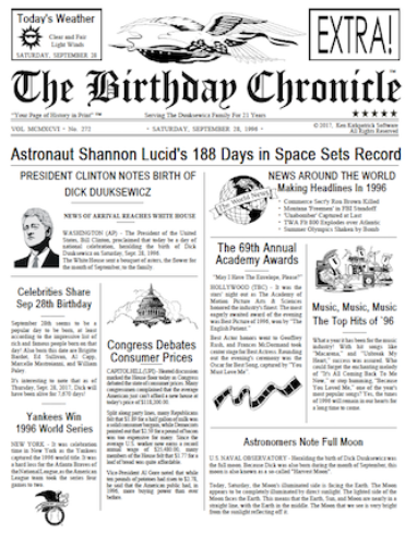 Personalized Birthday Newspaper