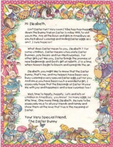 Personalized Children Letter - Easter Bunny