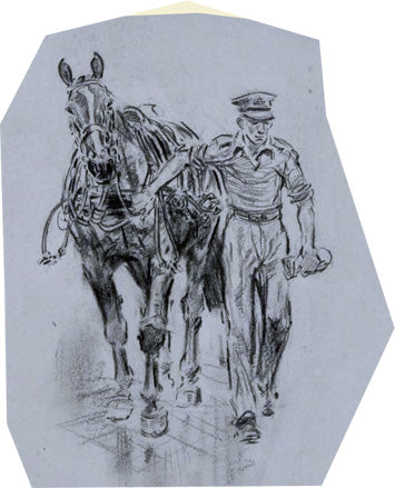 groom leading a horse in the cavalry