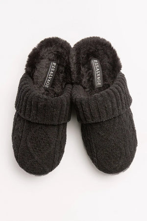 CABLE KNIT SLIDES - BLACK - Ruby's Balm
