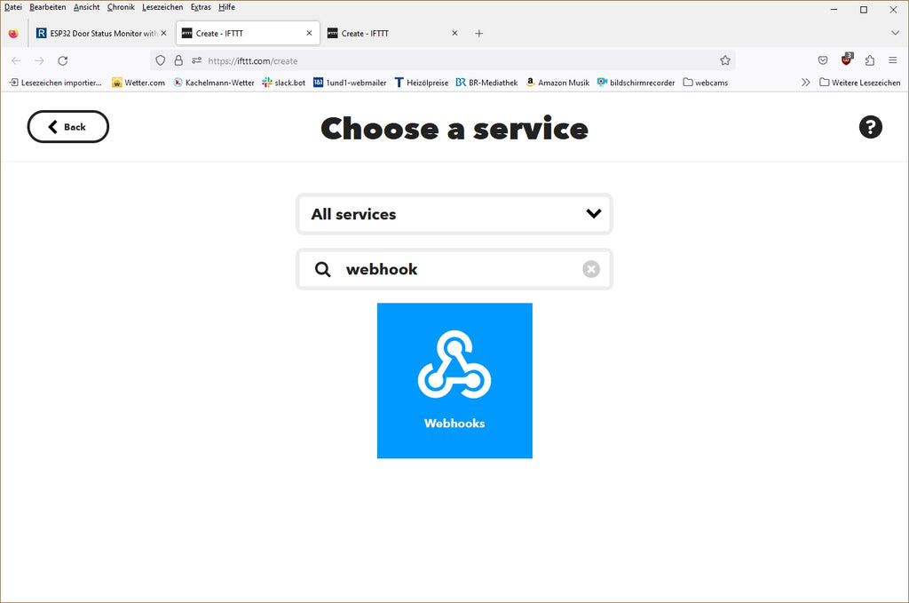 Abbildung 15: Ein Webhook wird benötigt © ifttt.com
