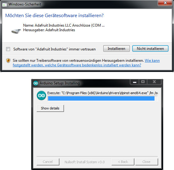 Abbildung 1: Installation Arduino IDE - Treiber 