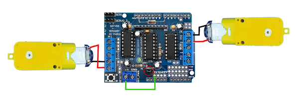 Motoren am Treiber Shield